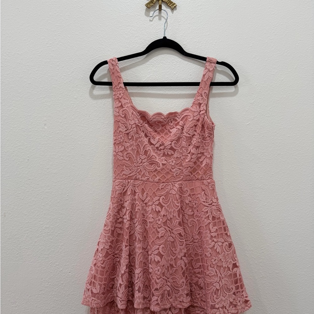 City Studio Pink Lace Fit-and-Flare Dress
